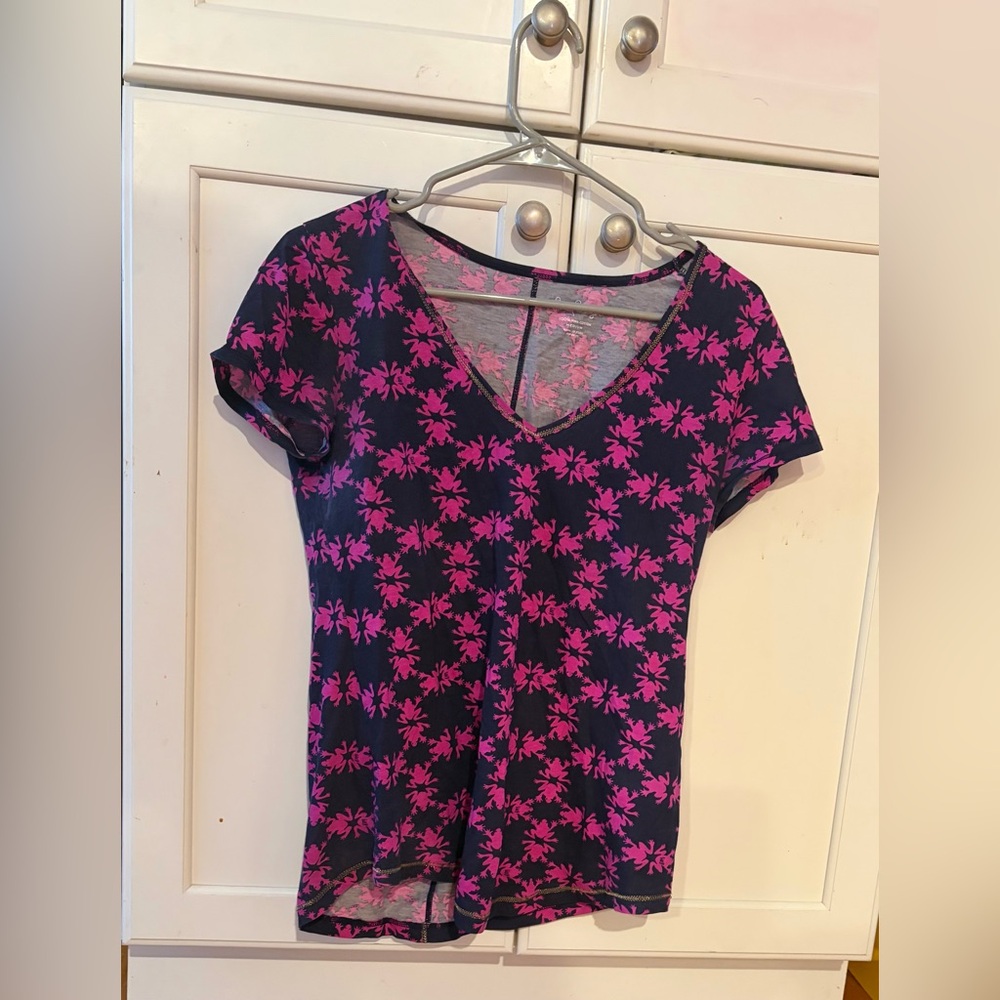 Lilly Pulitzer Pink Floral Short Sleeve Top